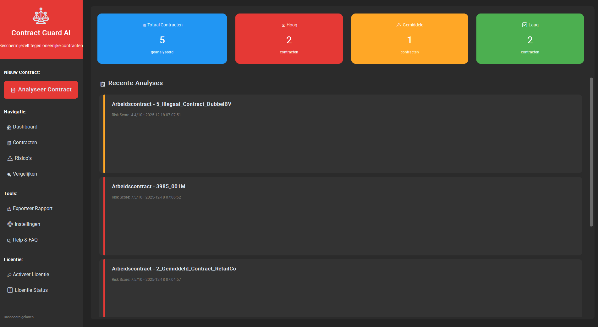 ContractGuard Dashboard Interface